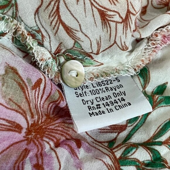 JOHNNY WAS "Isla" Jade Pink & Cream Blouse XS: NWOT!! (Runs VERY LARGE: P2P: 32" - Picture 10 of 10